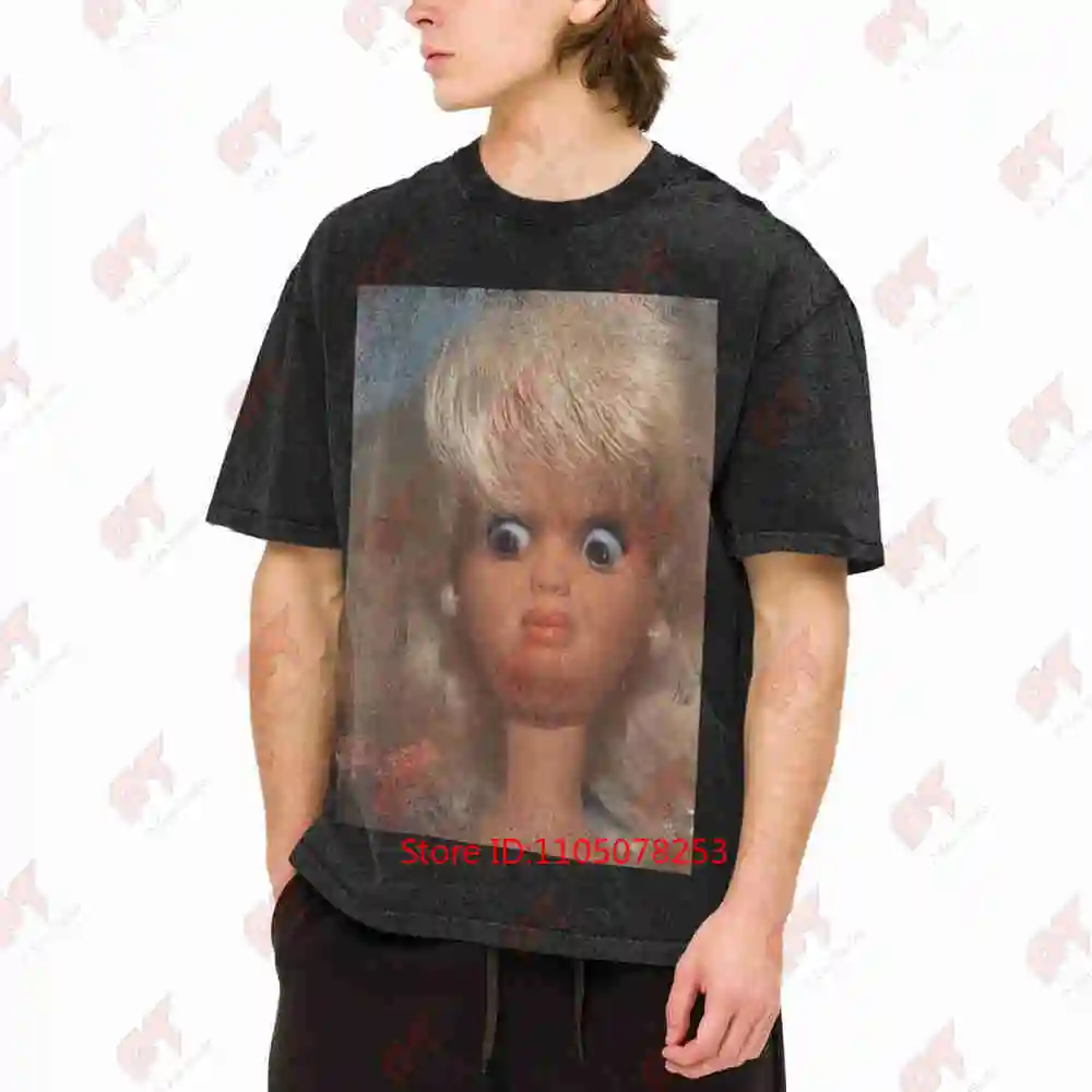 Disgusted Doll Meme Face Reaction Disgusted Expression Vintage Washed Tee Pure Cotton T-Shirt