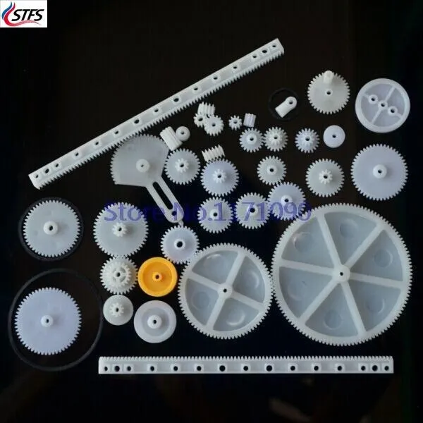 34 kinds of rack and pinion gear bag toy model pulley plastic worm gear reducer diy kit