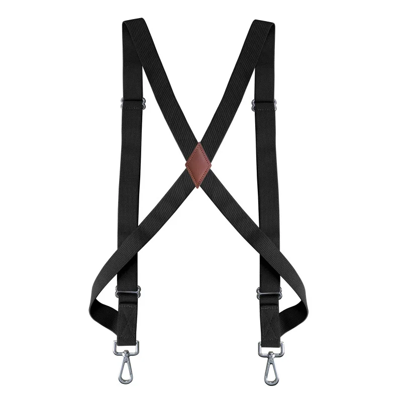 Adult Suspenders X-type 2 Hooks Invisible Leather  Braces Side Clips Elastic Adjustable Elastic Work Driving  Belt for Men