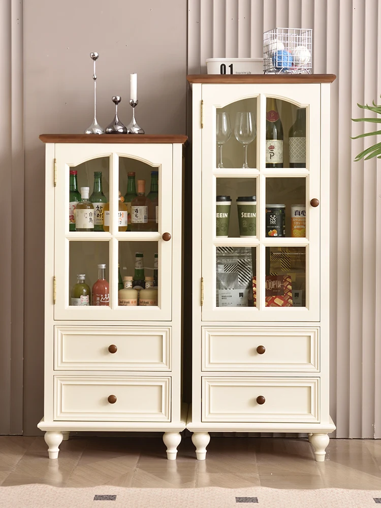 

Wine cabinet Solid wood display cabinet Dining room side cabinet Living room small apartment locker Vintage American TV