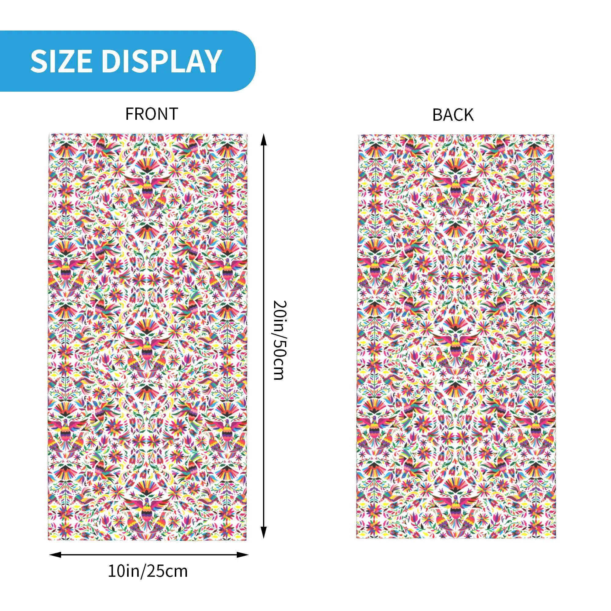 Otomi Birds Mexican Flowers Pattern Bandana Winter Neck Warmer Men Windproof Wrap Face Scarf for Ski  Gaiter Headband