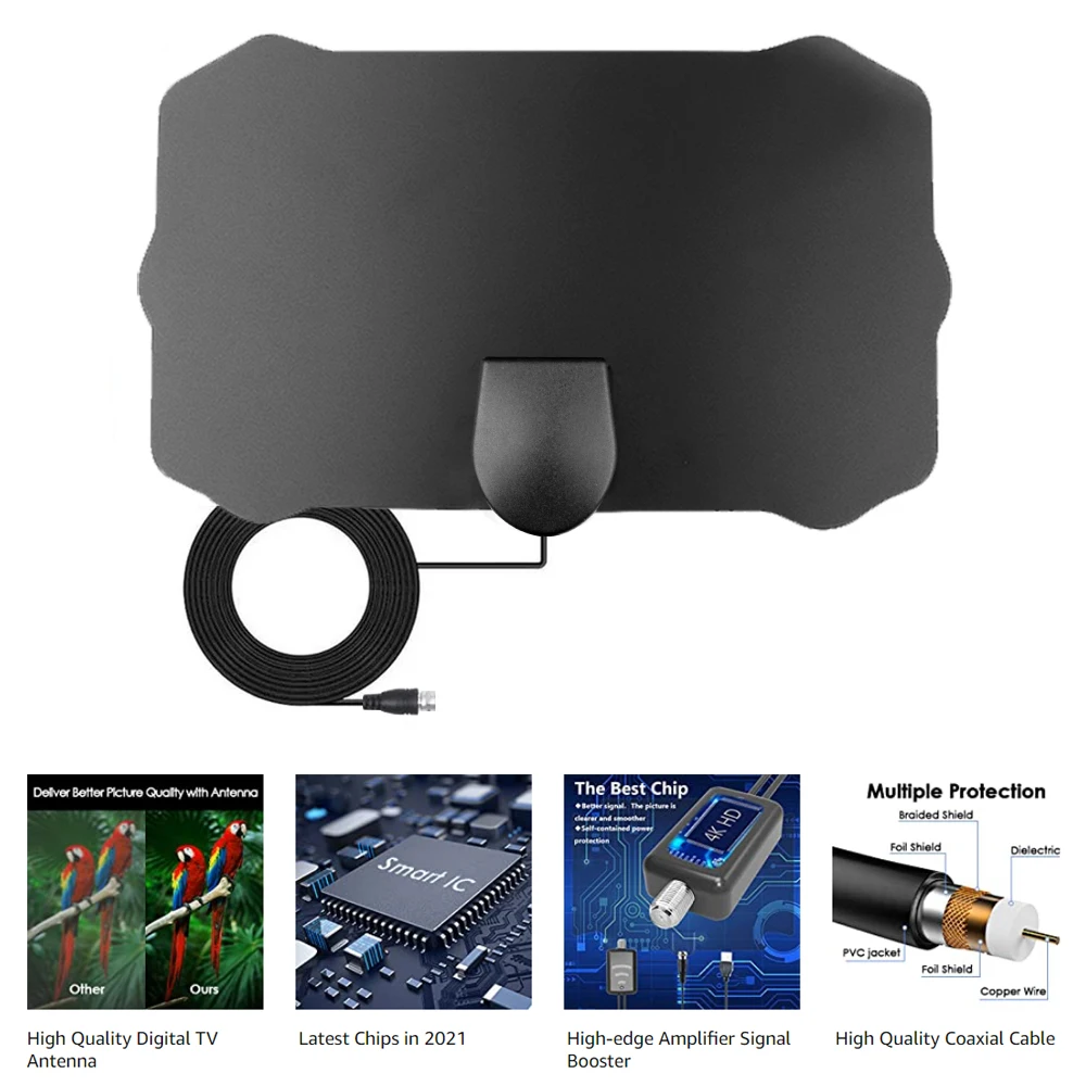 2023ใหม่4K 8Kเสาอากาศทีวีดิจิตอลในร่มHD HDTV Antena DVB-T/T2 DVBT2เคเบิลทีวีAntena 500Miles UHF VHF DTVเสาอากาศAerial