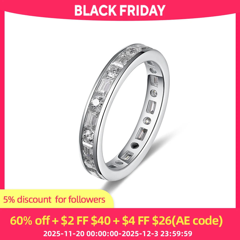 

ANDH Moissanite D Color Eternity Band Rings for Men Women 925 Sterling Silver 18K White Gold Plated Gemstone Hoops Fine Jewelry