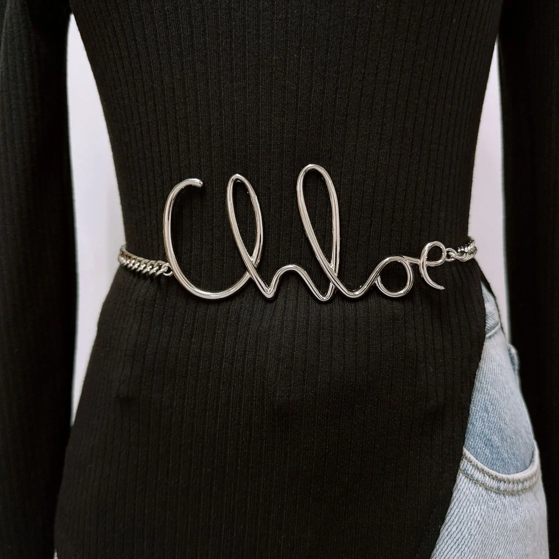 الفاخرة الحد الأدنى إلكتروني الخصر سلسلة الرجعية حار فتاة المعادن سحر حزام أنيق سلسلة حزام امرأة الموضة