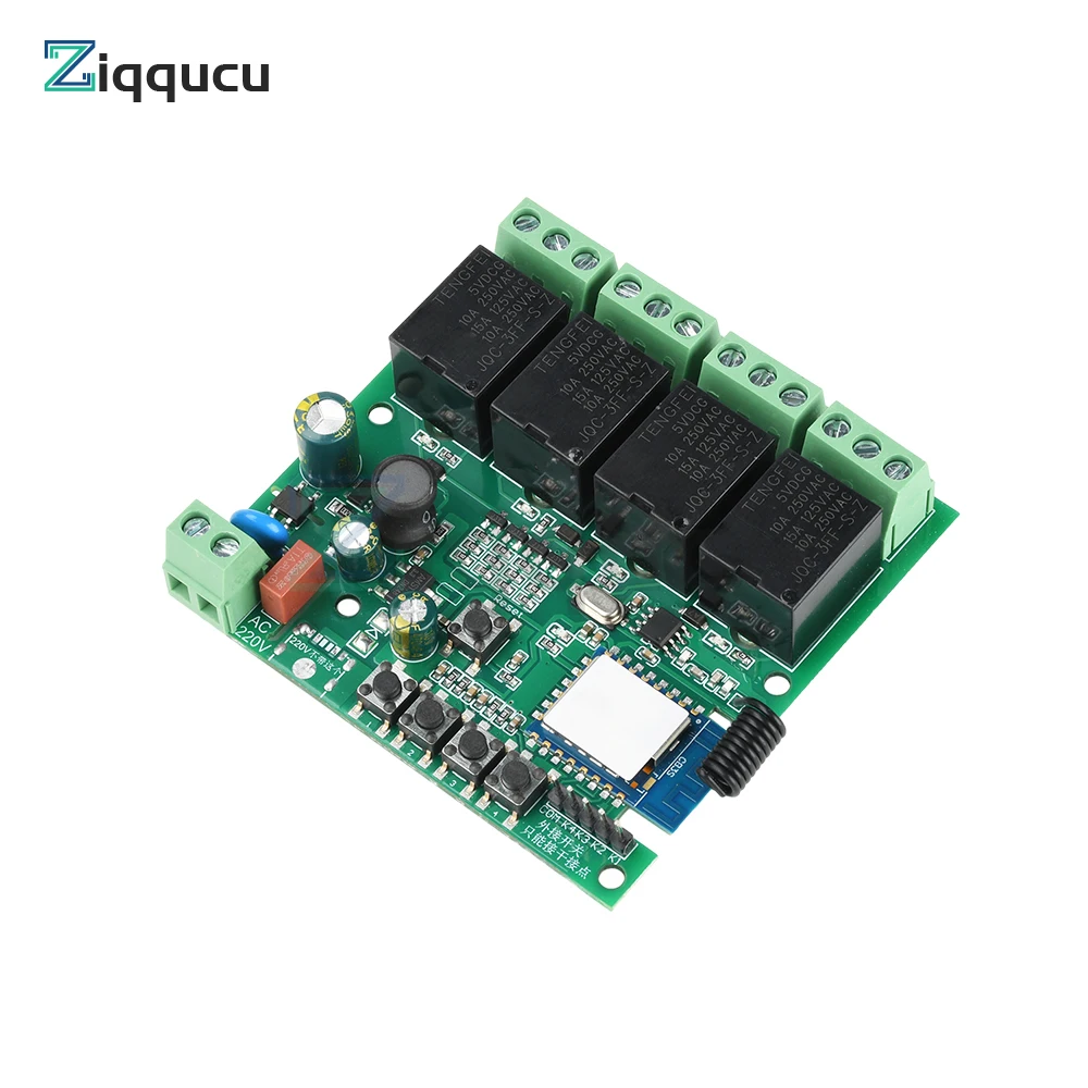 AC 220V Three-Mode Smart 4-Way WiFi Remote Control Relay Switch Module 4 Channel Switch Module Wireless Control 433MHz