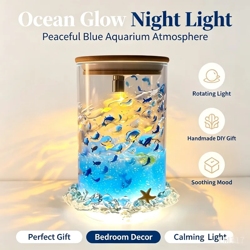 Aquarium Night Light Handmade Floating Acrylic Glowing Decor Statue Fish Tank Lamp Soft Atmosphere Night Light Luminous Ornament