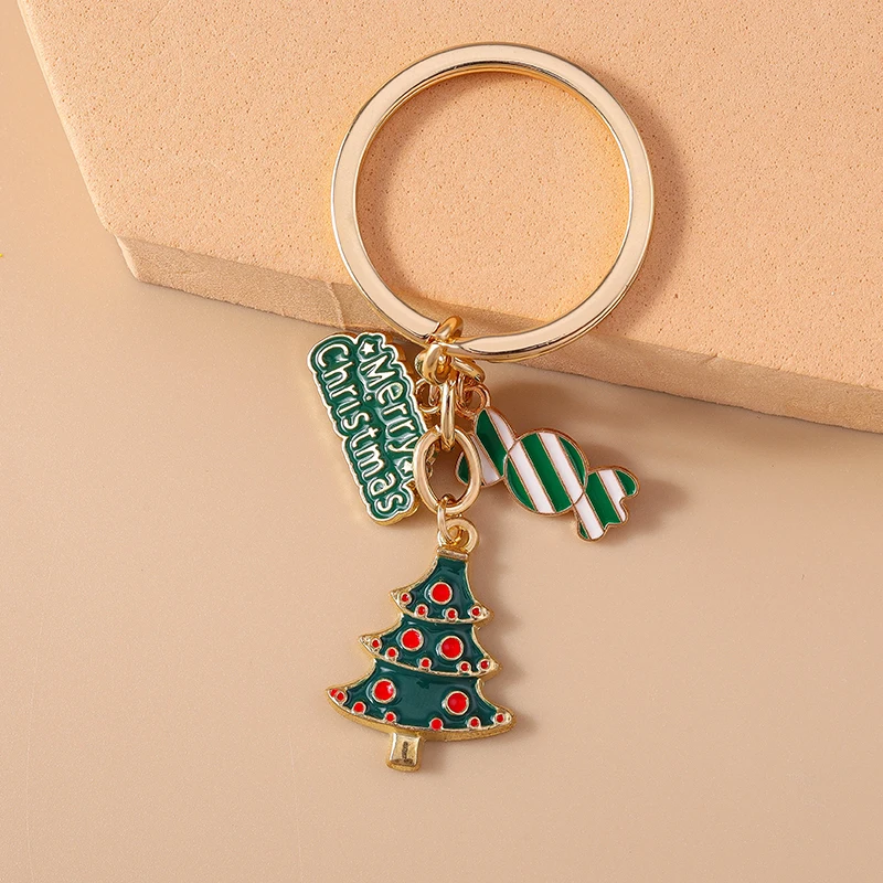 Modischer Weihnachtsbaum-Schneemann-Schlüsselanhänger für Autoschlüssel Festliche Geschenke für Frauen Männer Handtaschenanhänger Schlüsselringe DIY-Accessoires – Detail 13