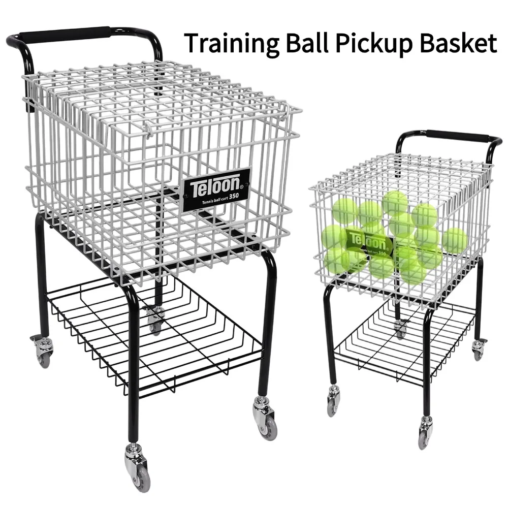 

Training Ball Pickup Basket with Wheel Tennis Teaching Cart Holds 350 Balls Basket Carrier Gatherer Picker Hopper Container