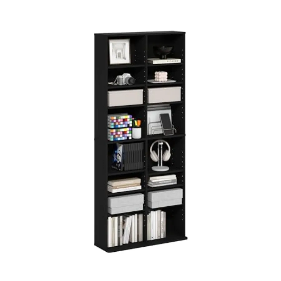 

Jaya DVD Shelf Wide CD Rack Media Shelf with Adjustable Shelves 8 x 2 DVD Storage Cabinets for CD Blueray Game Disc Easy Assemb