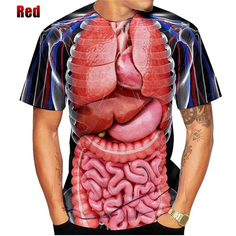 New Unxsex Educational Augmented Reality T-Shirt For Anatomy 3D Printed O Neck Short-Sleeved Tshirt Funny Halloween Men T Shirt