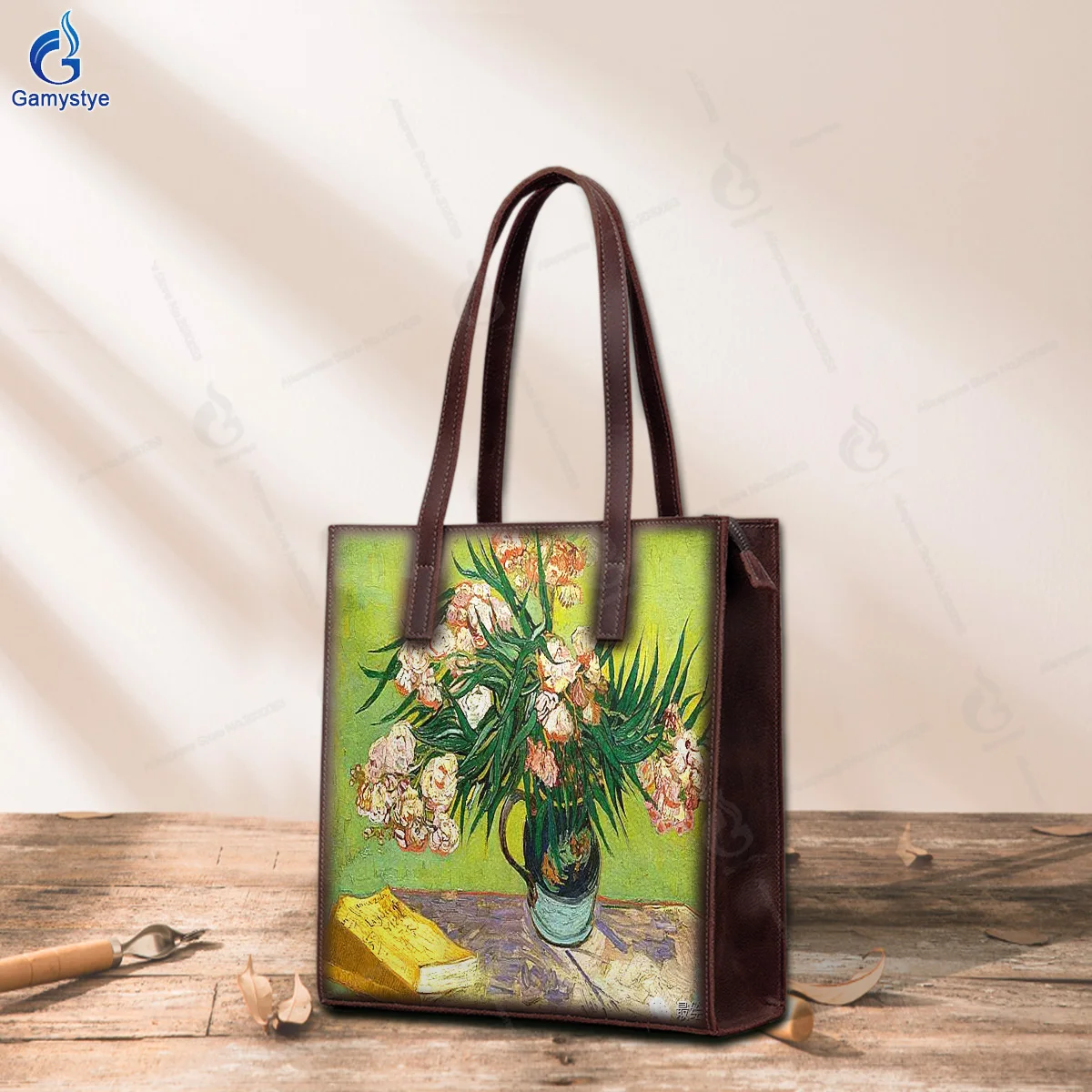 

Art Hand-Painting Bouquet of flowers Customize Totes Ladies Designer Brand Handbags High Quality Messenger Shoulder Bag Gamystye