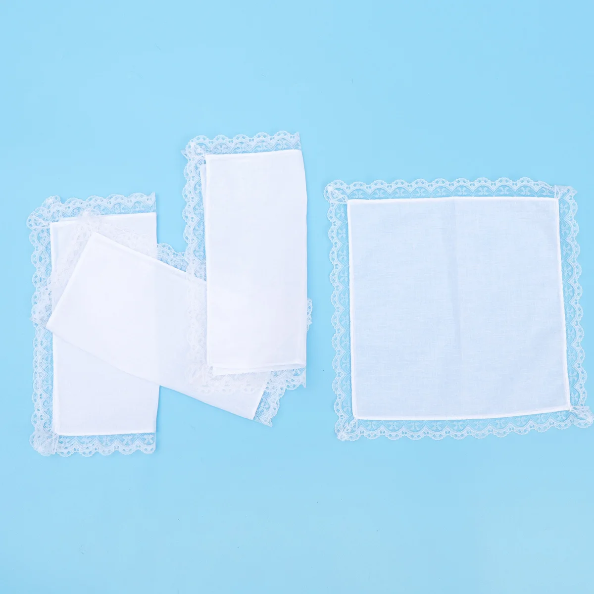 Pañuelo de algodón con borde de encaje blanco, diseño Simple, minimalista, fácil de lavar, 4 Uds.