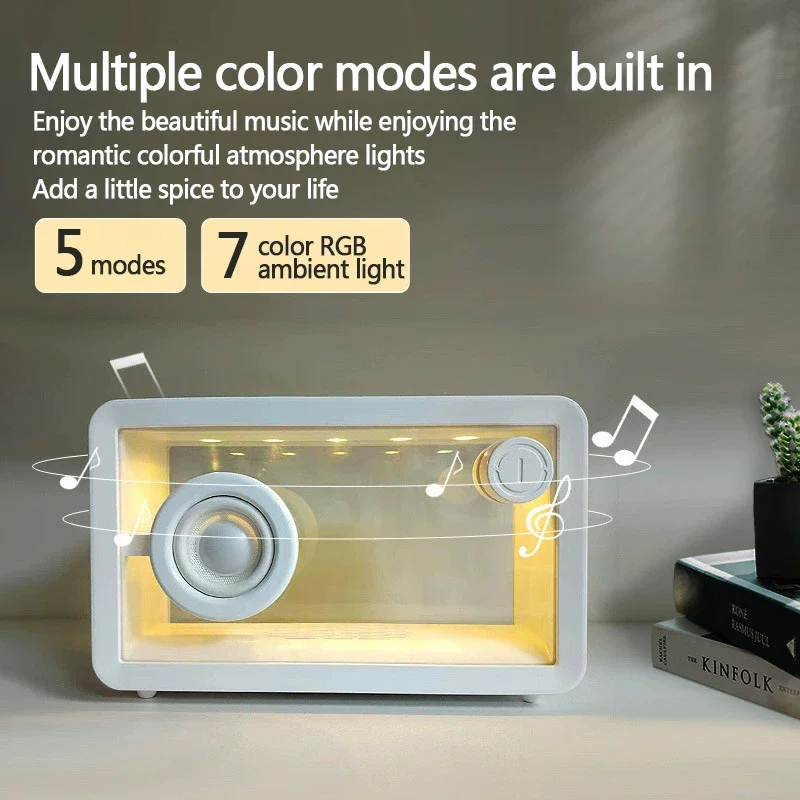 2025 ใหม่เจ็ดสี RGB Simple Desktop สเตอริโอขนาดเล็กแบบพกพาโปร่งใสมินิบลูทูธลําโพงคุณภาพเสียงไฮไฟ