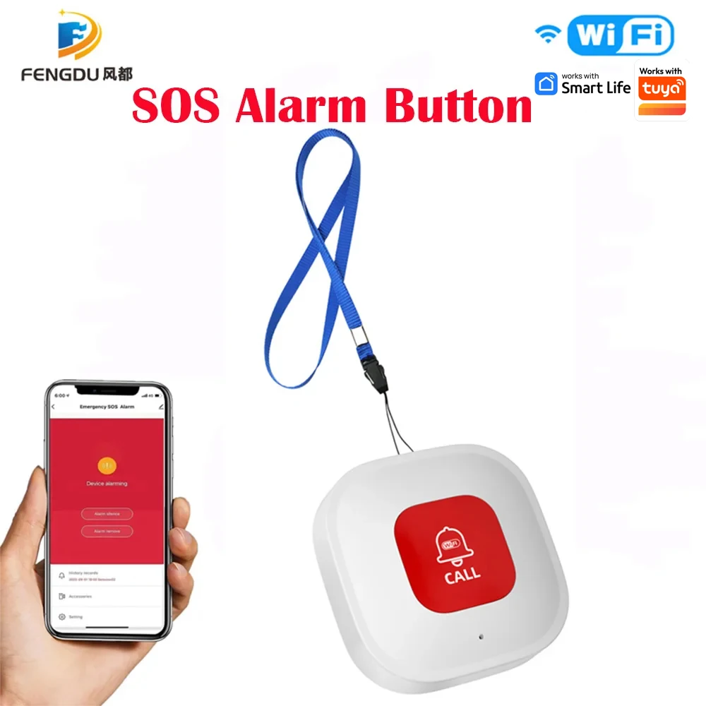 Tuya Smart WiFi SOS Button Wireless Emergency Call Button for Children Elder Caregiver Patient Alert WiFi Emergency Call Button