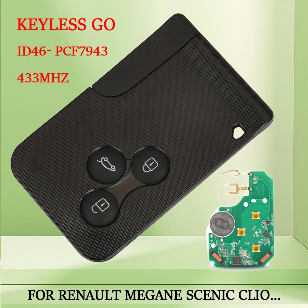

Jingyuqin 3 кнопки 433 МГц PCF7943/PCF7948 чип удаленная смарт-карта автомобильный ключ для Renault Megane Scenic Clio с лезвием VA2
