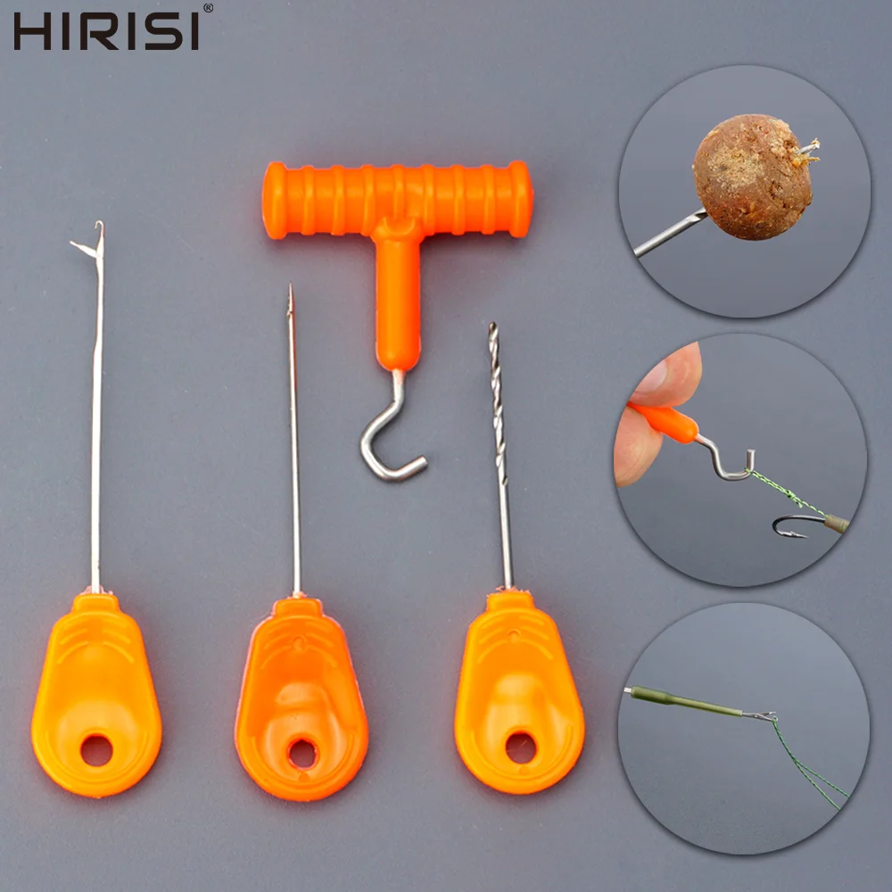 Hirisi BT06 4Pcs Karpfen Angeln Köder Nadel Mit Lagerung Box Professionelle Köder Threading Werkzeuge Karpfen Angeln Angeln Zubehör