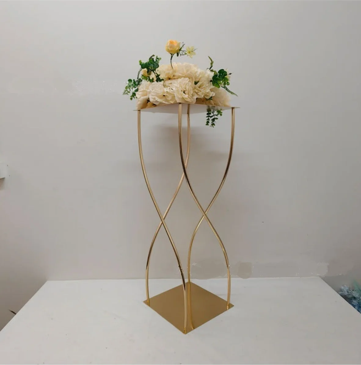 Gold Metal Flower Stand for Event Party, Wedding Table Centerpiece, Rack, Road Lead, Home Decoration, 35 Inches, 10 PCs