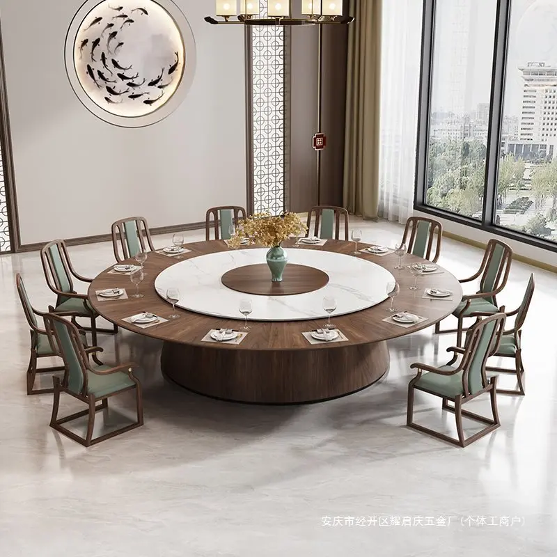 Electric dining table Large round table 2 meters 3 meters 12 people 20 people New Chinese hotel Hotel Private room Club rock sla