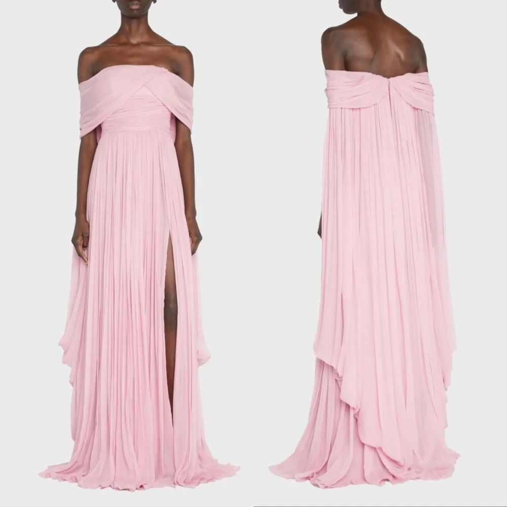Aangepaste elegante roze beroemdheidsjurk Homecoming op maat gemaakte gelegenheid plooi A-lijn lange jurken hoge kwaliteit feestjurk