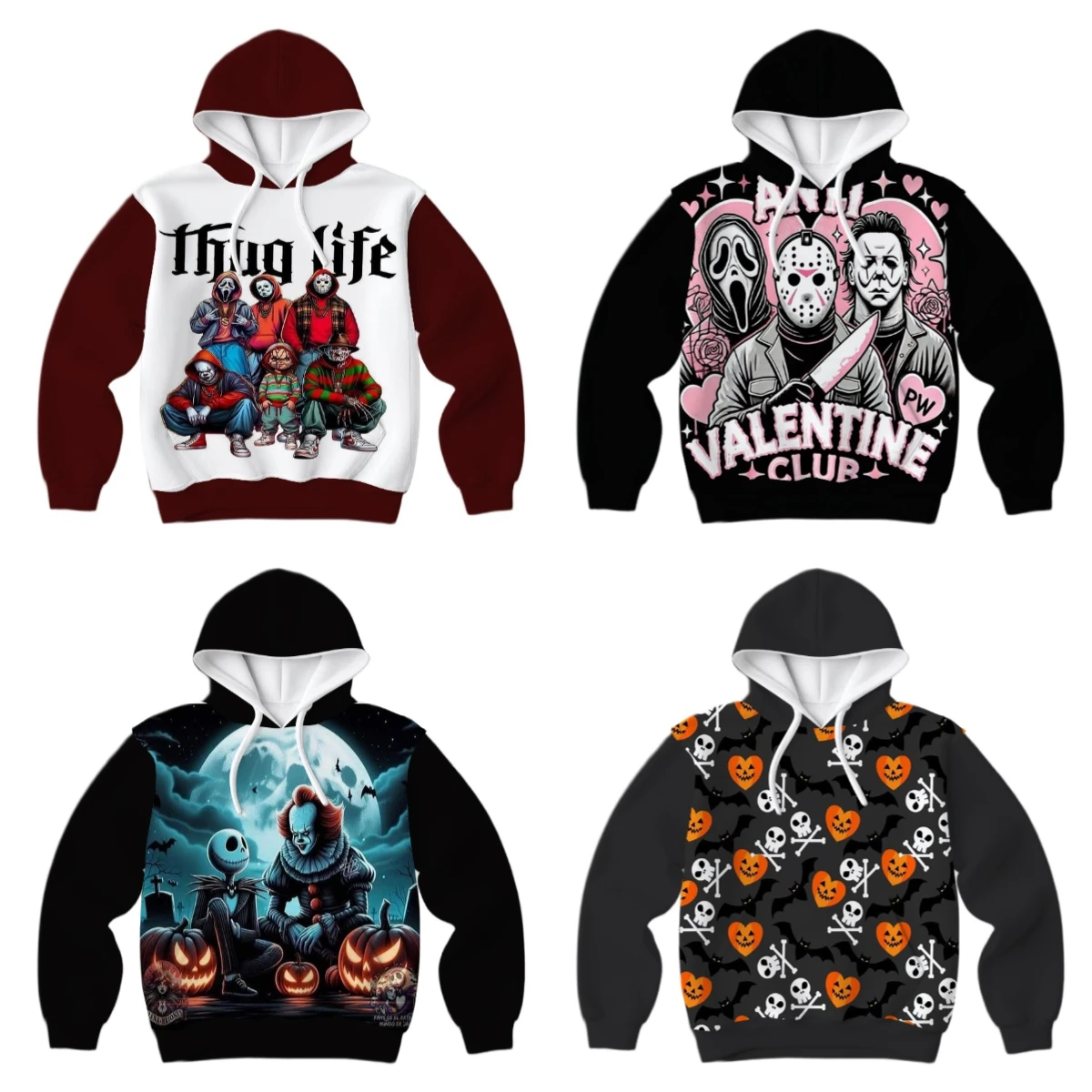 

Latest Autumn/Winter Halloween Horror Elements 3D Printed Hoodie Large Adult Same Size Women Same Size Original Design Top