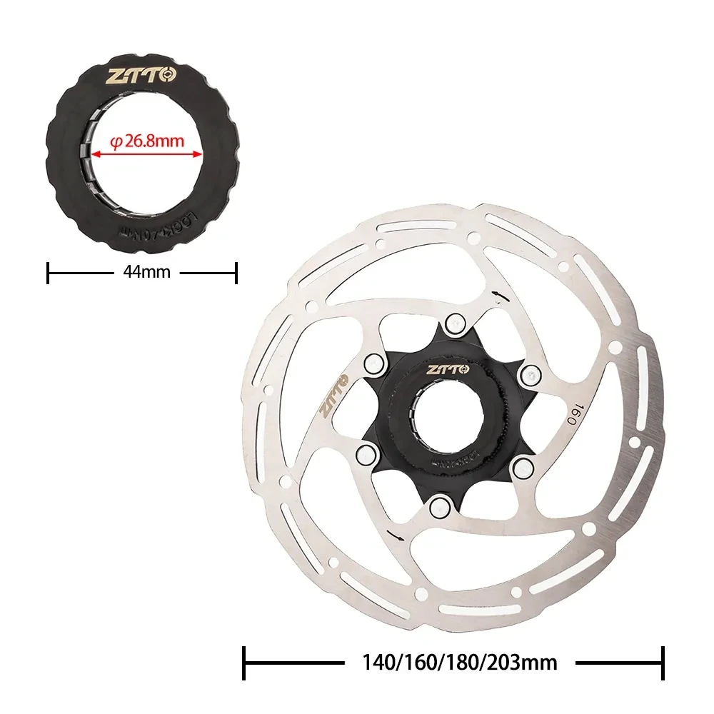 ZTTO MTB Bicycle Brake Center Disc Lock Rotors 203mm 180mm 160mm 140mm High Strength Steel 1.8mm Fit Any Pads For MTB Road Bike