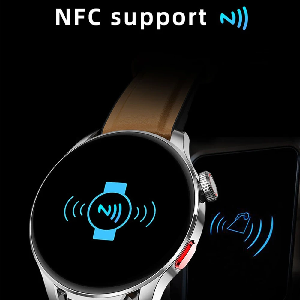 1.6 "2.5D inteligentny zegarek z ekranem łuku bezprzewodowe ładowanie obrotowa korona wodoodporny NFC sport tętno mężczyźni muzyka inteligentny zegarek Waterpro