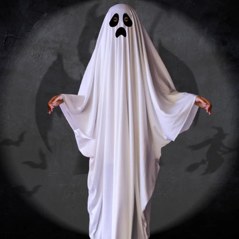 2024 Nowy Halloween Horror Ghost Cloak Dorosły Czarne Oko Białe Przerażające Duchy Cosplay Peleryna Poncho Śmieszne Kostiumy Sceniczne