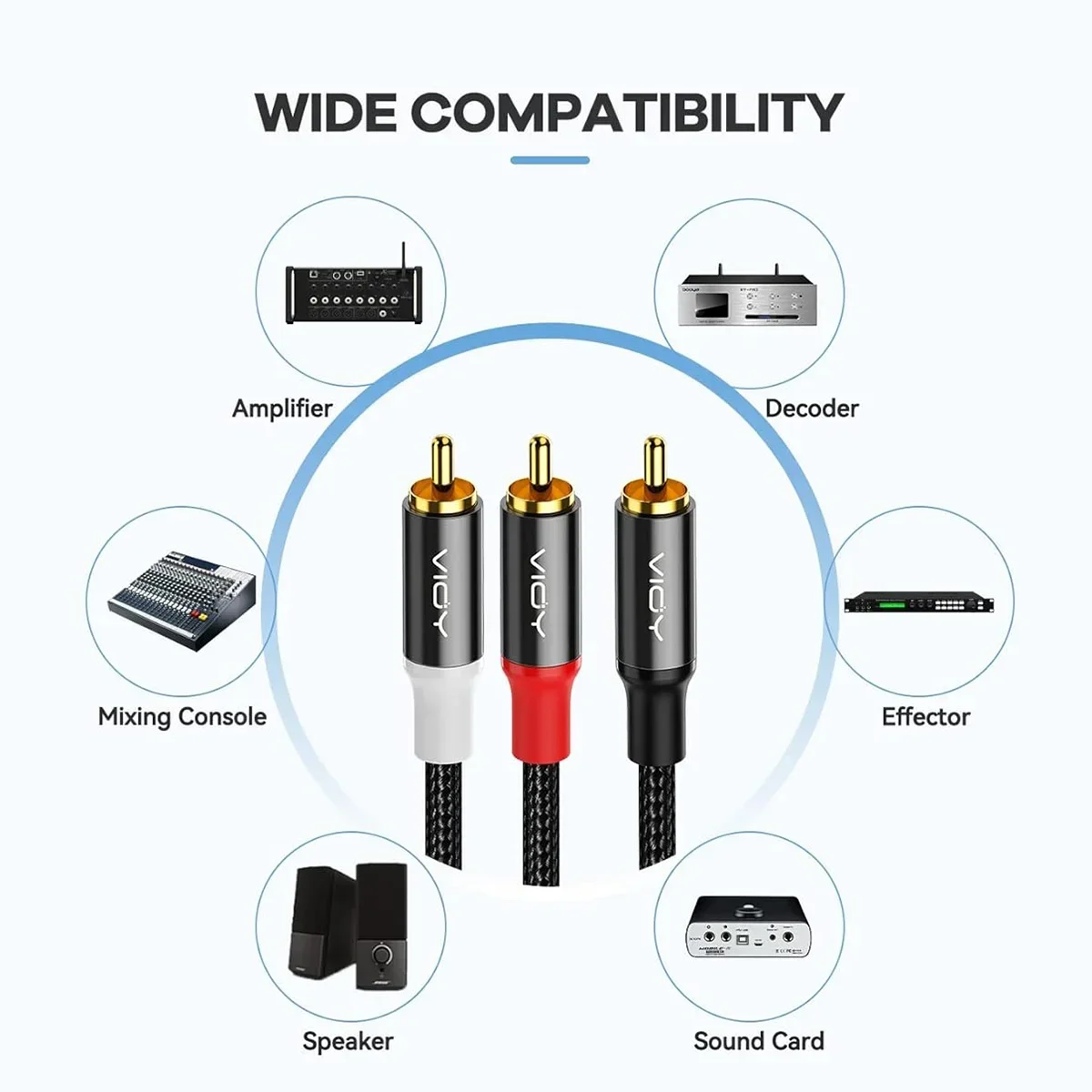 Adapter RCA Y Kabel do subwoofera Podwójne ekranowanie 1RCA męski na 2RCA męski Stereofoniczny kabel audio do subwoofera DVD TV Amp Kino domowe