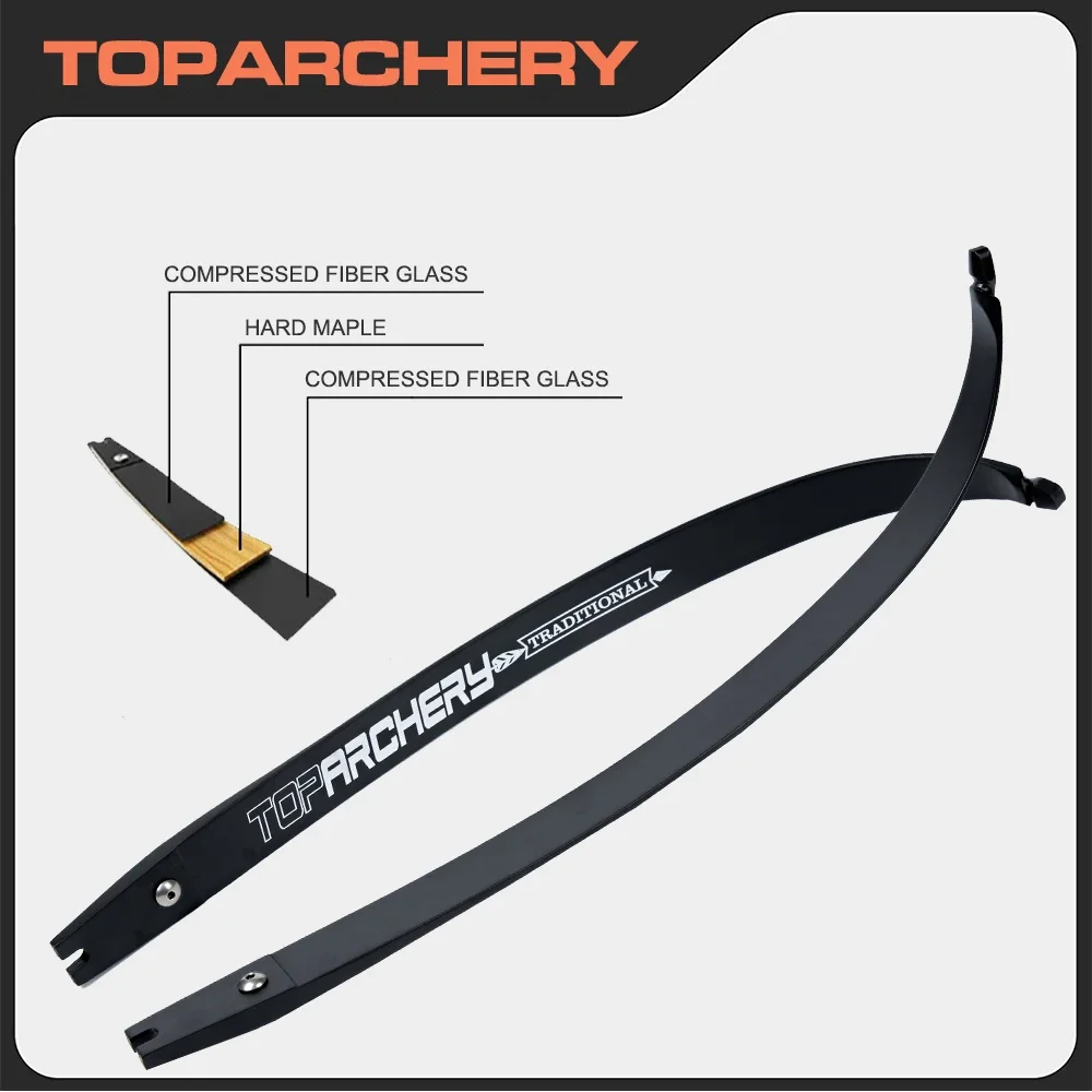 Toparchery 1คู่25-60lbs สีดำ ilf Bow แขนขา Recurve Bow ขวา/ซ้าย Hay Takedown กีฬาล่าสัตว์