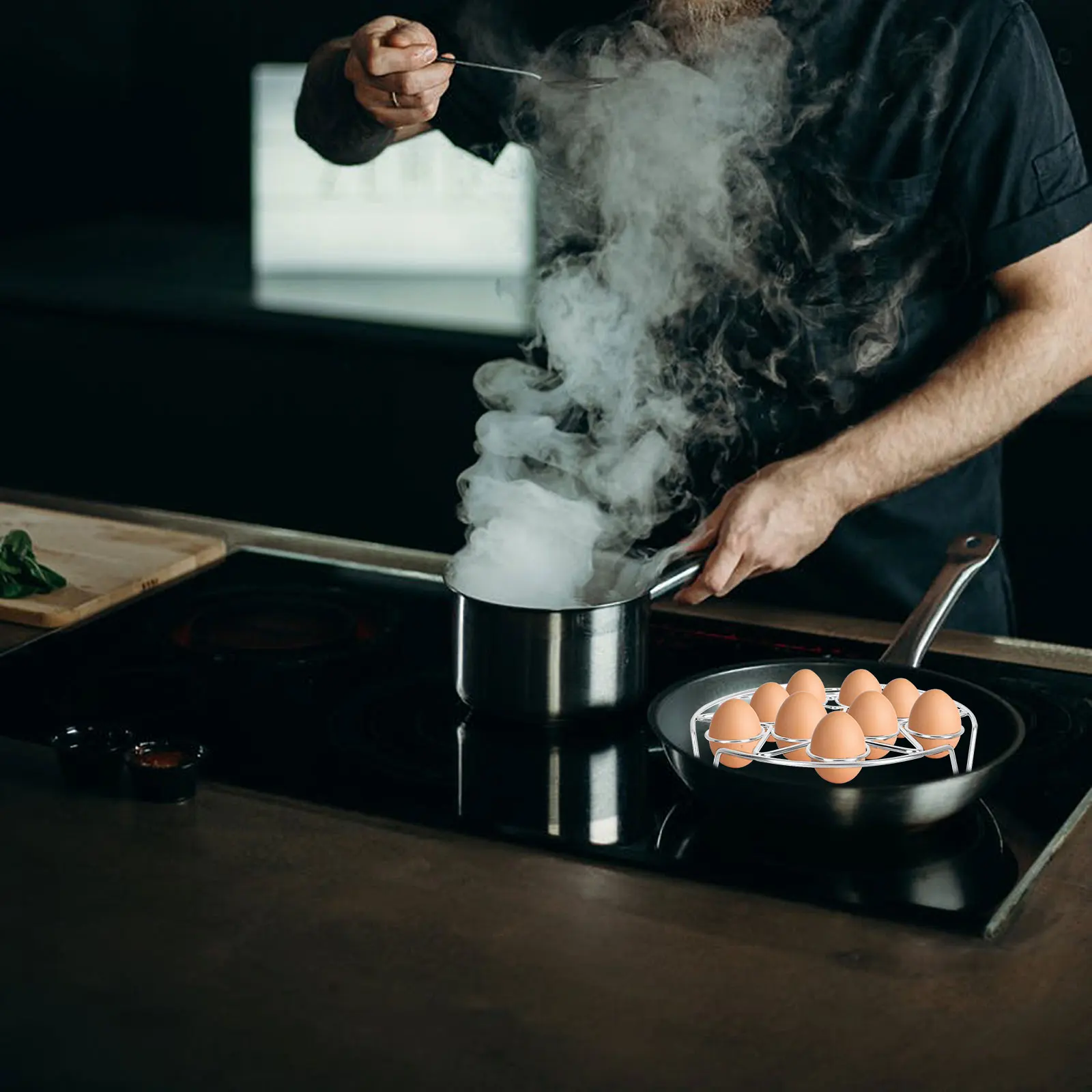 

Stainless Steel Steamer Rack Egg Boiler Tray for Pot Multi function Egg Rack Steamed Food Holder Kitchen Accessories