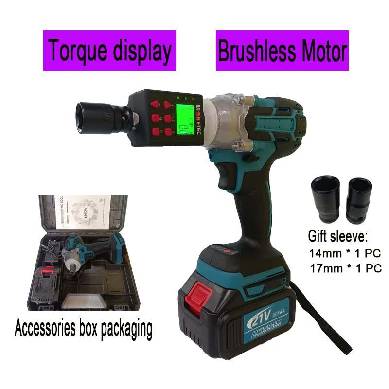 Cordless Electric Impact Wrench Installing Torque Meter Brushless Lithium Battery Car Repair Torque Display Track Accessory Box