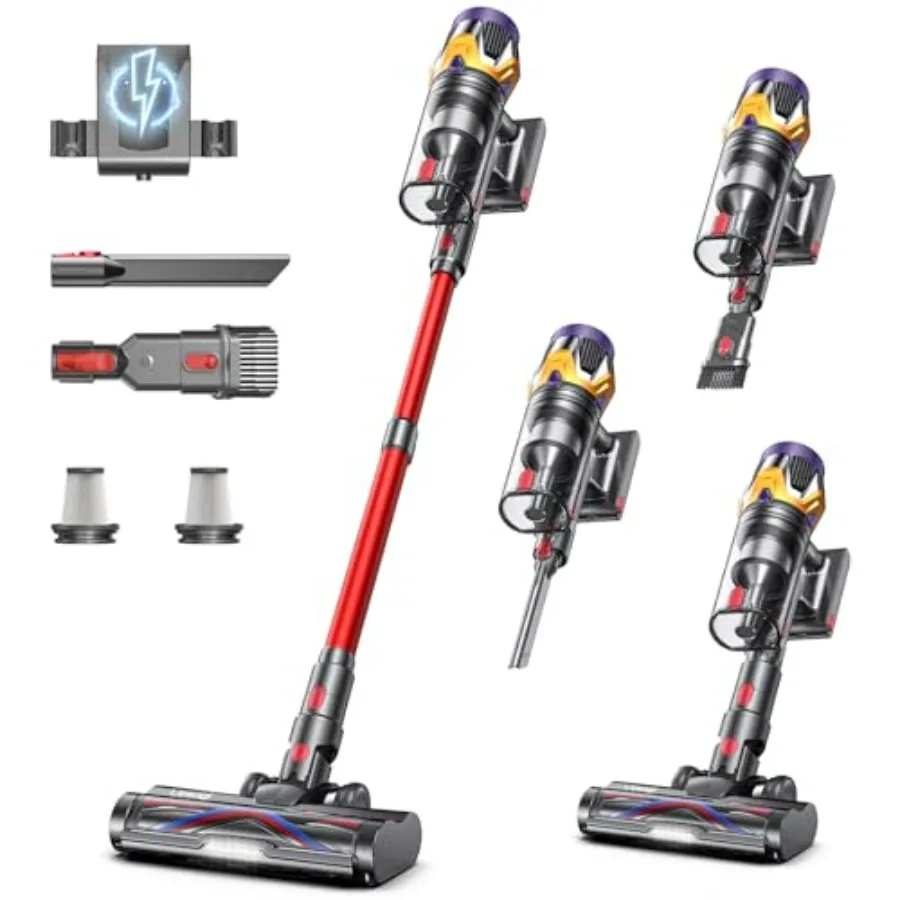 Cordless Stick Vacuum Cleaner 55KPA 650W 70Mins with Hurricane Mode Self-Standing Touch Screen 1.8L Dust Cup Anti-Tangle for Ho