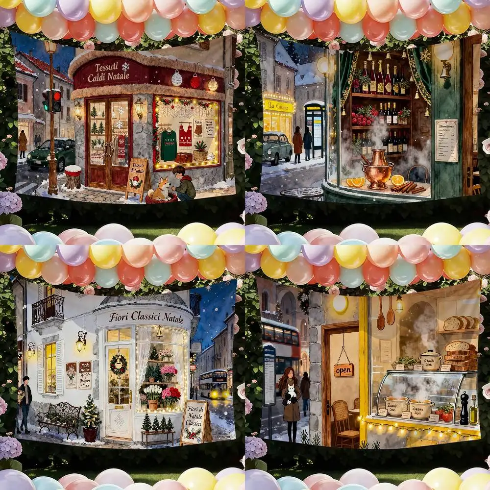 Snowy Christmas Town Funny Flags for Bedrooms Home Decor Items Outdoor Decors Garage Decoration Flaga