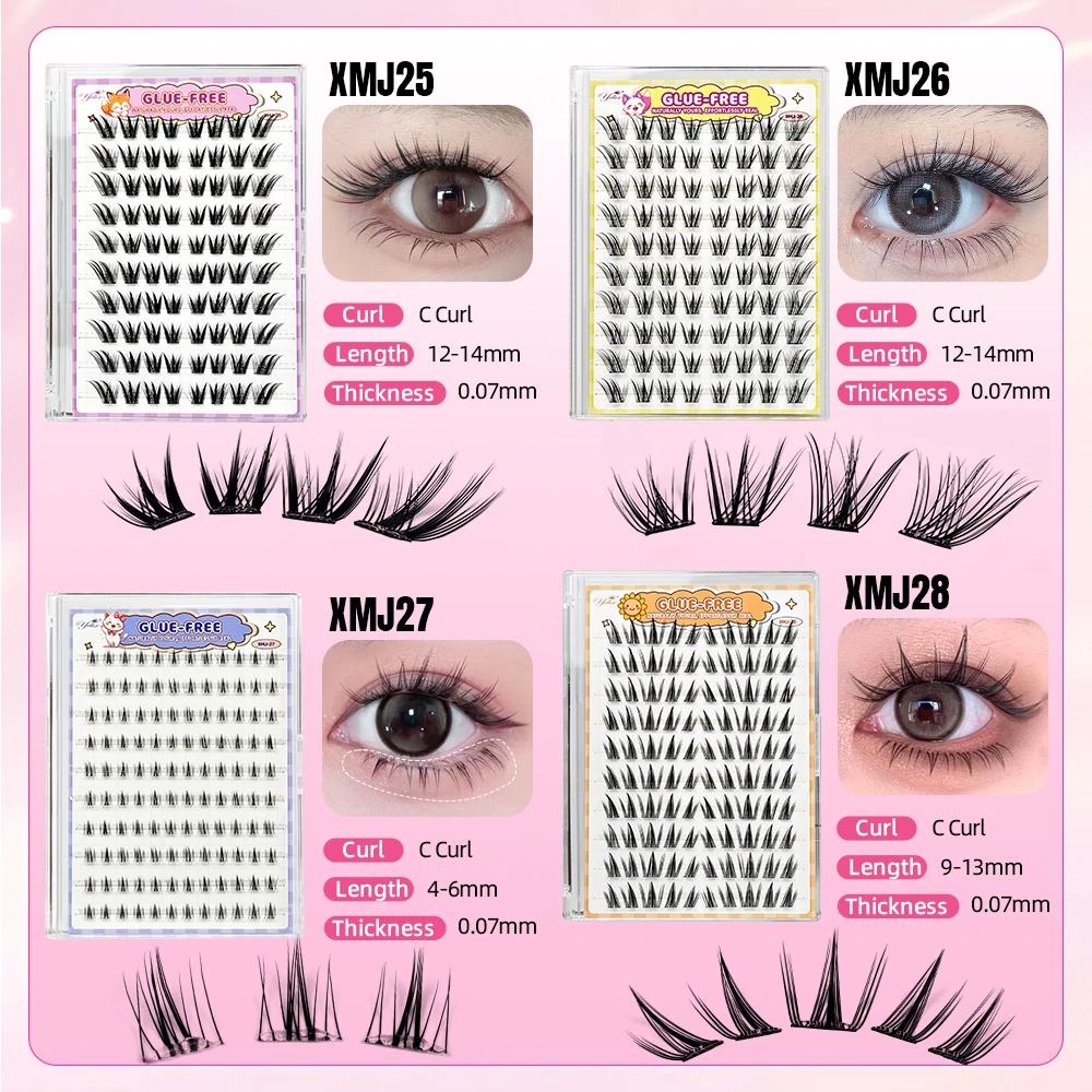 10 rijen Fox-stijl Vliegende Clusters Valse Wimper Natuurlijke Zachte Anime DIY Cluster Wimpers Individuele Wimpers Groothandel Make-up