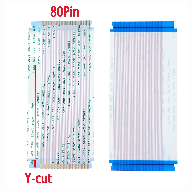 Factory Custom 0.5mm Pitch 80Pin Y-Cut FFC Flexible Flat Cable AWM 20706 105C 60V VW 1 Small Width 42mm Length 100mm