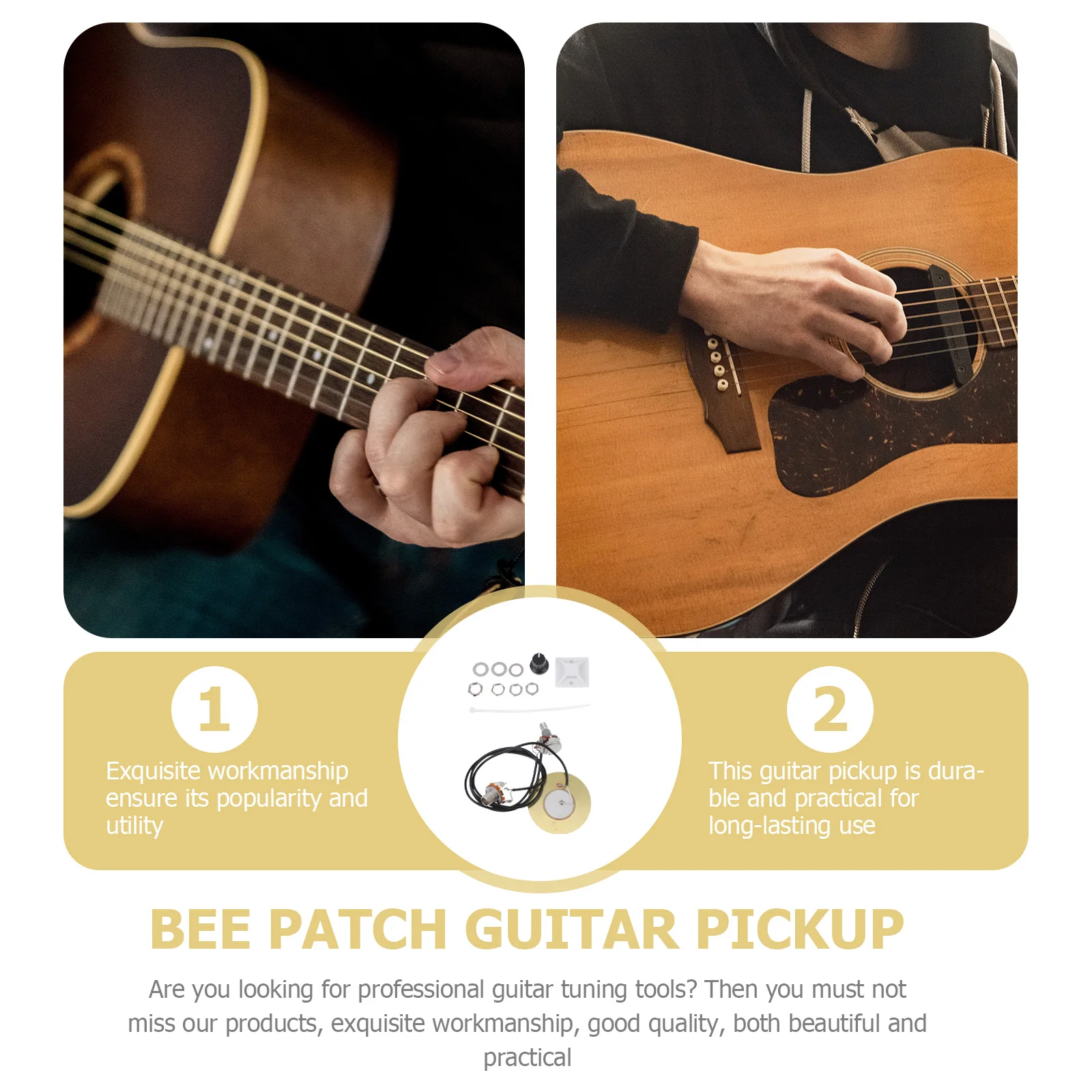 

1 Set Guitar Pickup Kit Piezo Microphone For Ukulele Violin Tuning Tools Durable Self-Adhesive Acoustic Transducer With Cable