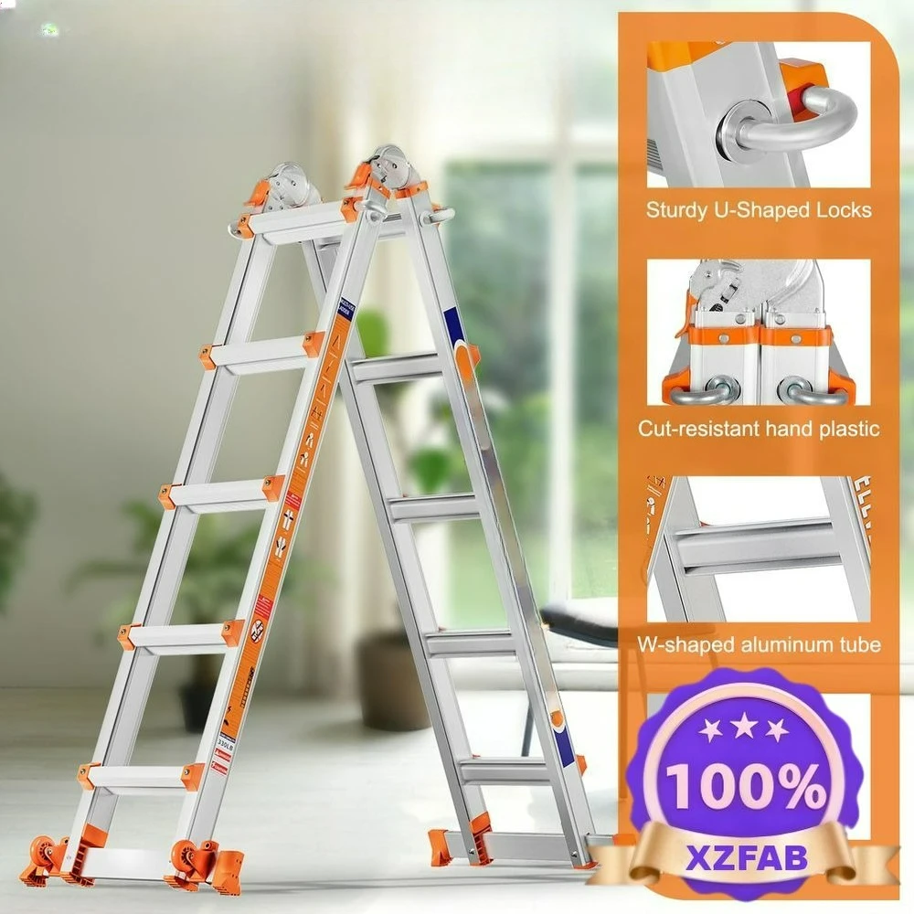 Factory Direct 2026 22FT Extension Ladder,A Frame 6 Step Ladder with Stabilizer Bar amp Wheels,330 lbs Security Load Multi Posit
