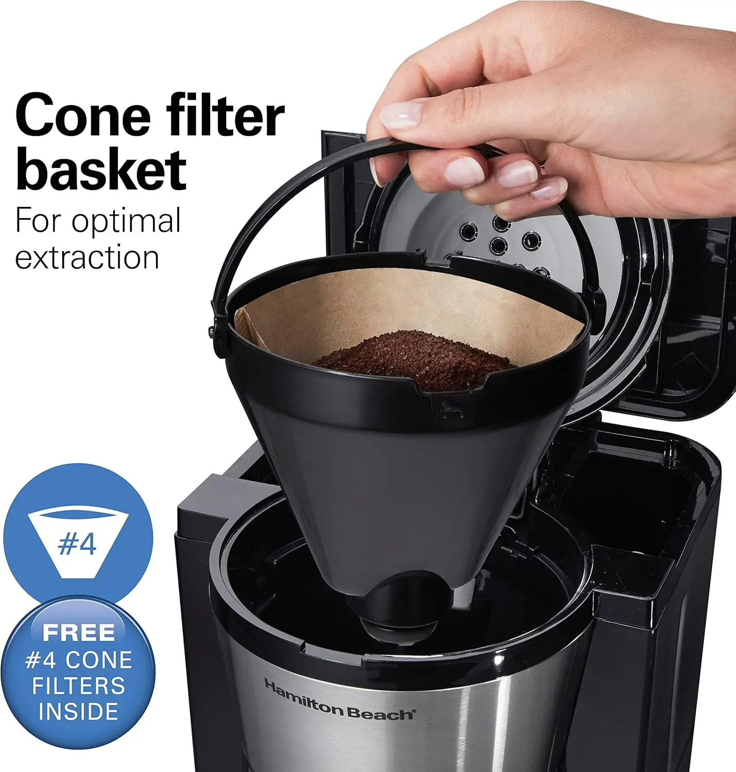 Cafeteira programável com jarra térmica de 10 xícaras, 3 opções de cerveja, desligamento automático, pausa e despeje, aço inoxidável (46899R)