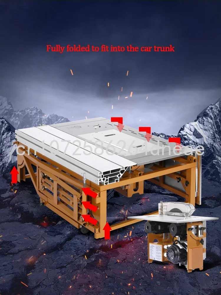 Rocker Type Woodworking Precision Sliding Table Multifunctional Foldable Table Brushless Motor Cutting Saw