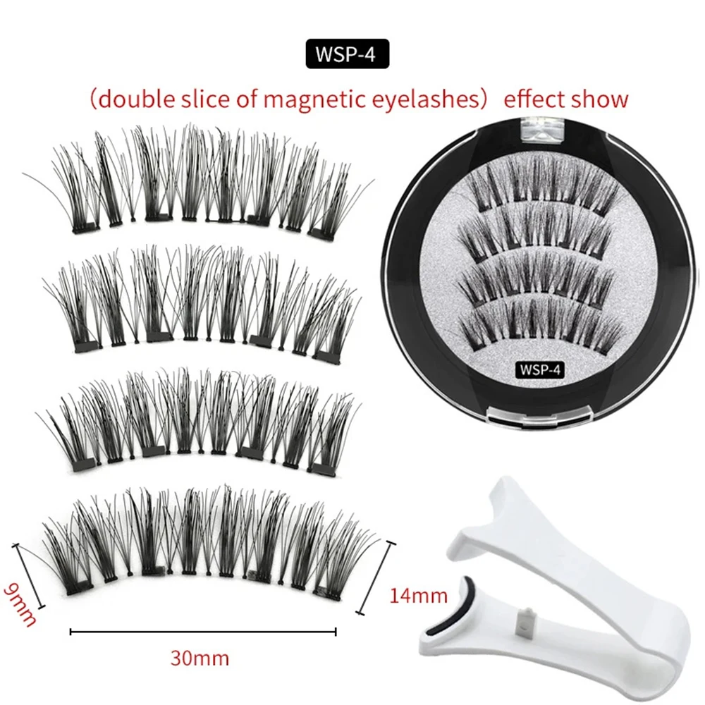 2 Pair 3D Magnetic False Eyelashes Reusable Magnetic Eyelashes With 4 Magnetic Lashes Natural Eyelash Extension Makeup Tools