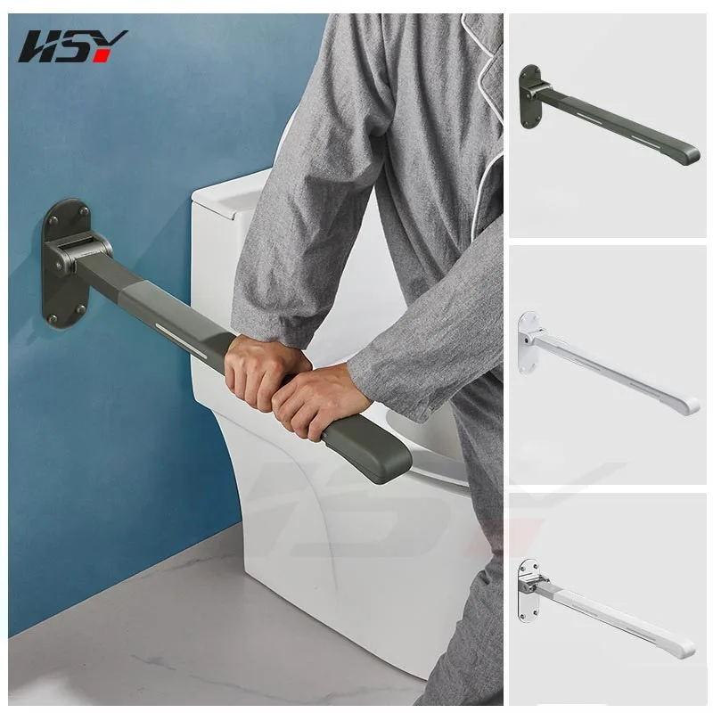 Bathroom Grab Bars 27.5 Inch Toilet Support Medical Safety Stainless Steel Grab Bars Foldable Non-Slip Seat Support For Disabled