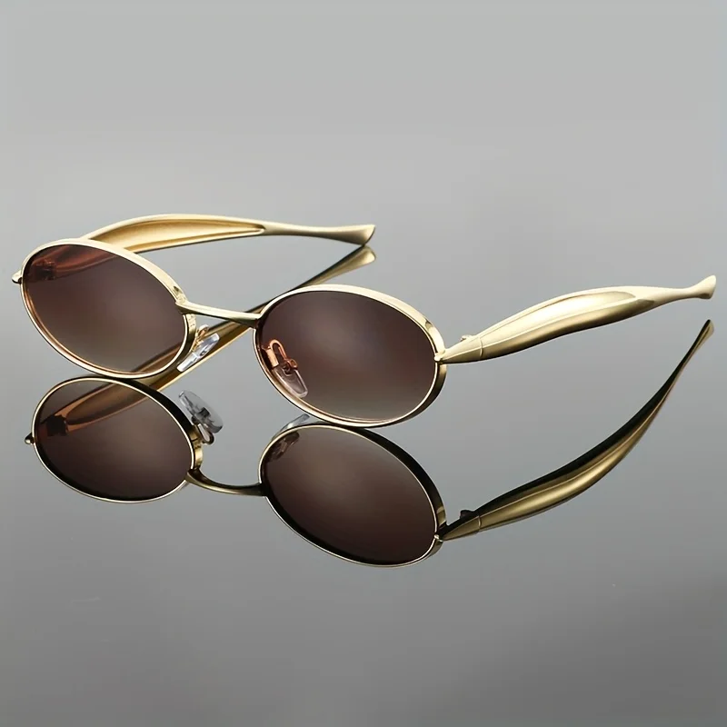 Retro Ovale Sonnenbrille für Damen und Herren Trendige Runde Metallbrillen mit UV400-Schutz Sonnenbrillen ﻿ – Detail 4