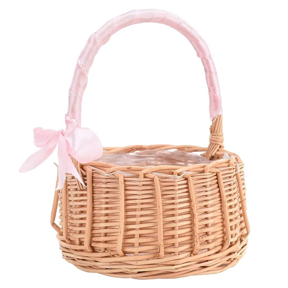 Wedding Basket Bow-knot Featuring Large Capacity Multi-purpose Wedding Bridal Wear-resistant Load Bearing Girl Flower Baskets