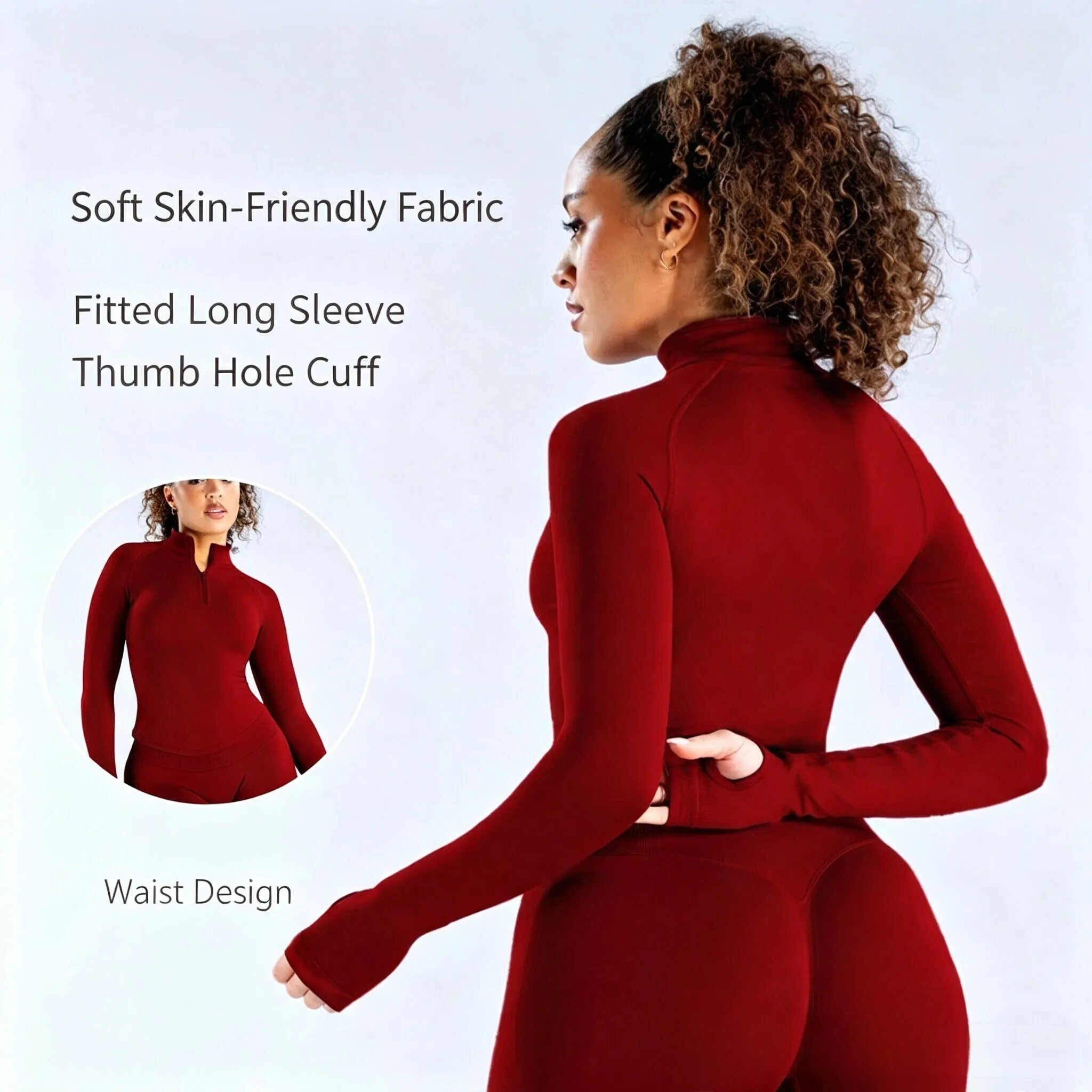 DFINEO DFY Dneyf Women Impact Half Zip Long Sleeve Yoga Top Slim Fit Thumb Hole Quick Dry Sports Running Fitness Crop Jacket