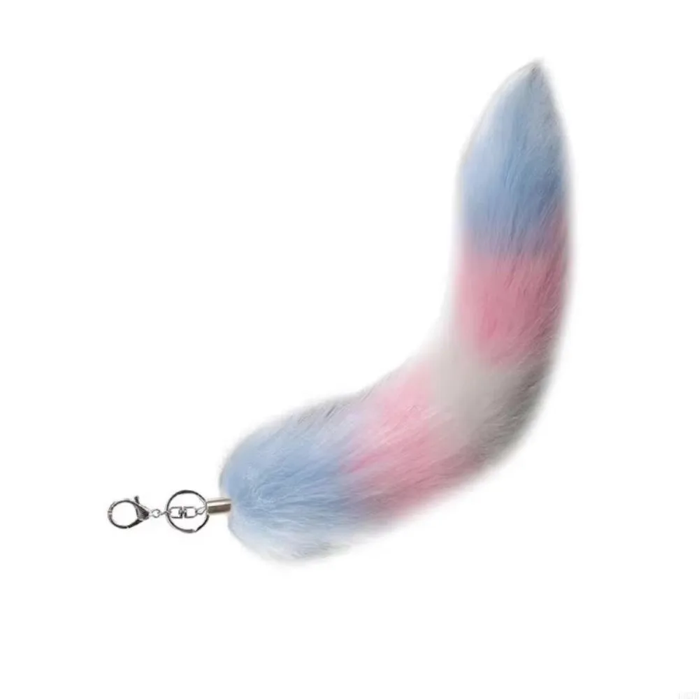 Pompom-Tier-Schwanz-Schlüsselanhänger, Taschenquaste, Schlüsselhalter, Plüsch-Schwanz-Schlüsselanhänger, Riemen, Kette, großer flauschiger Fell-Anhänger, Schlüsselring, Taschendekoration – Detail 9
