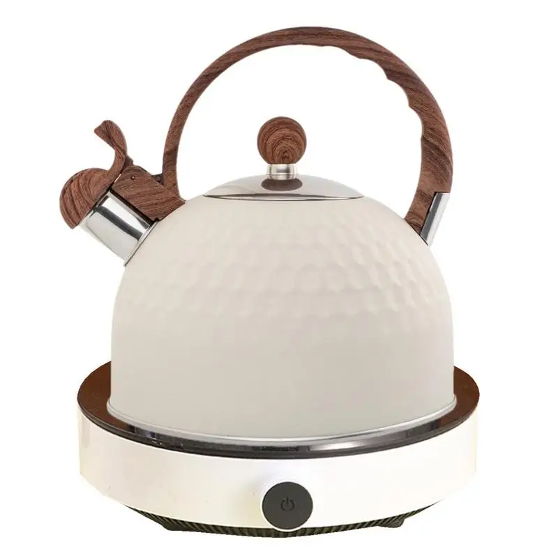 Whistling Teapot White Stainless Steel Tea Kettle 2.5L Multipurpose Household Tools With Rubber-Wrapped Handle For Boiling Water