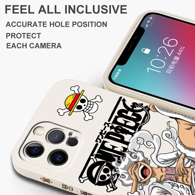 اليابانية قطعة واحدة لوفي كول لينة غطاء من البولي يوريثان الحراري آيفون 16 15 14 13 12 11 برو ماكس زائد للصدمات السائل اليسار حبل جراب هاتف