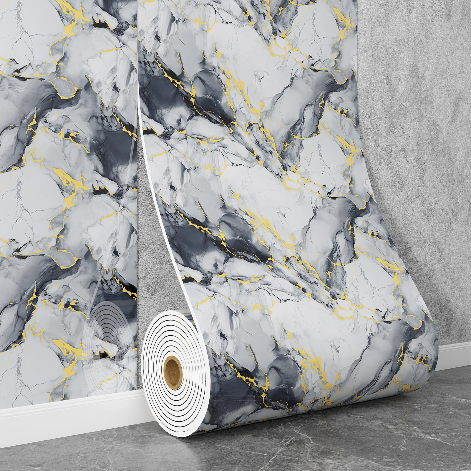 Marble Wall Sticker Waterproof Anti Fouling Oil Proof PVC Self Adhesive Wallpaper for Kitchen Bathroom Cabinet Renovation