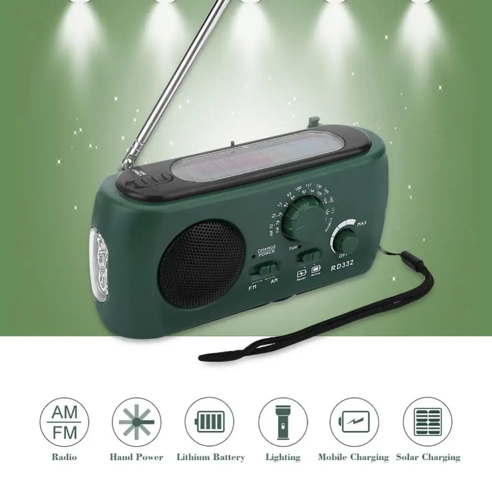 Multifunctional Solar Hand Crank Radio FM/AM Radio USB Charging Emergency Hand Dynamo LED Flashlight