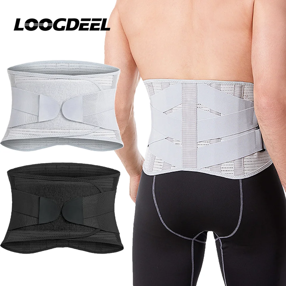 LOOGDEEL-Protección de cintura transpirable, soporte Lumbar, protrusión de disco, Fitness, levantamiento de pesas, sentadillas, cinturón de tracción dura